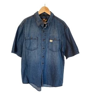 Harley-Davidson Denim Shirt Cotton Blue Vintage Y2K Workwear Mens L